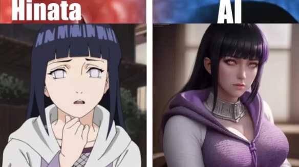 AI绘制《火影忍者》女角色真人化!雏田变身火辣御姐